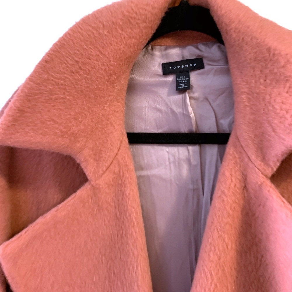 TOPSHOP PINK WOOL PEACOAT